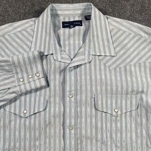 Panhandle Slim Mens Large Striped Pearl Snap Long Sleeve Shirt Rancher Rodeo